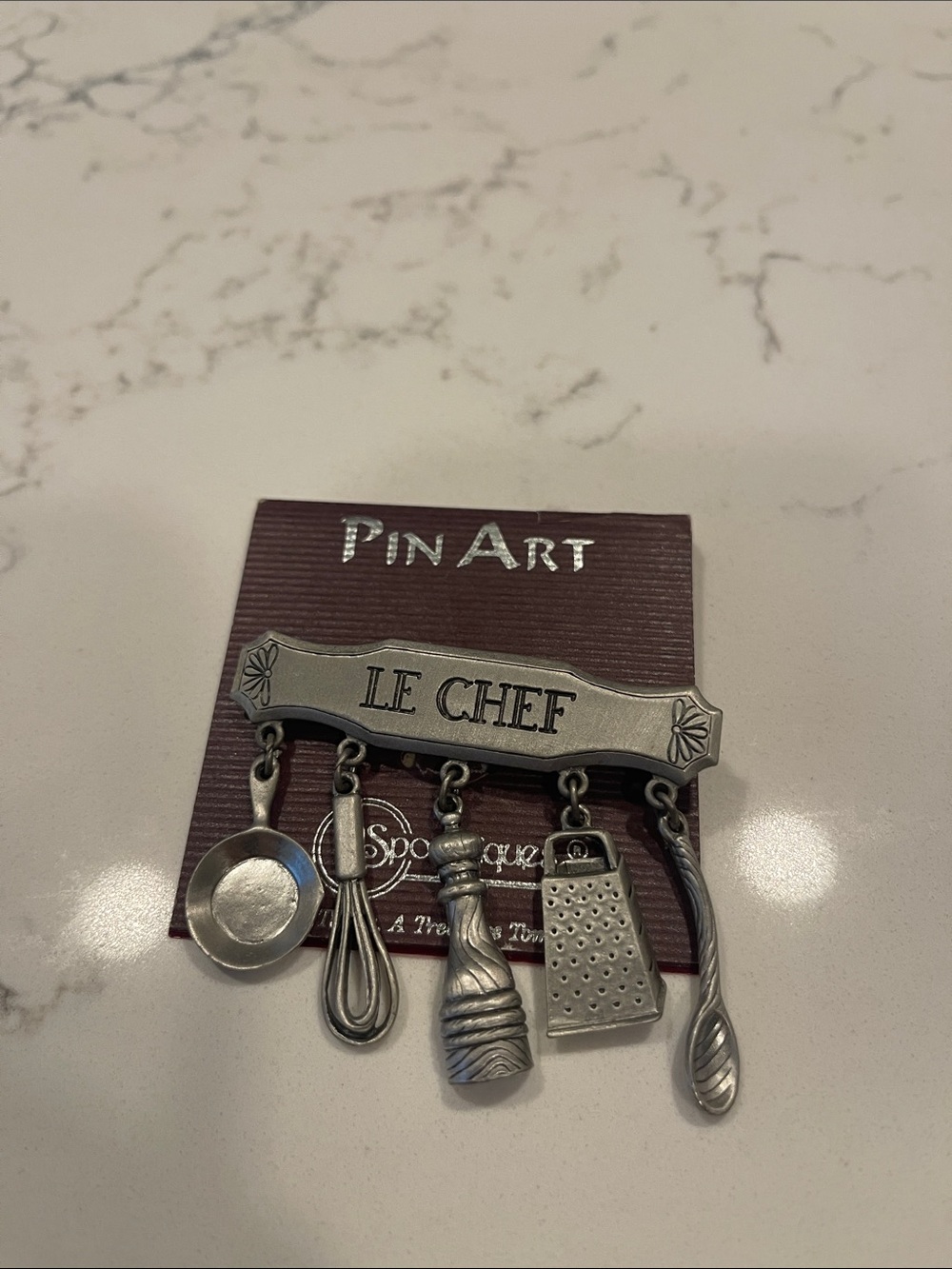 "Le Chef" Silver Kitchen Tools Brooch